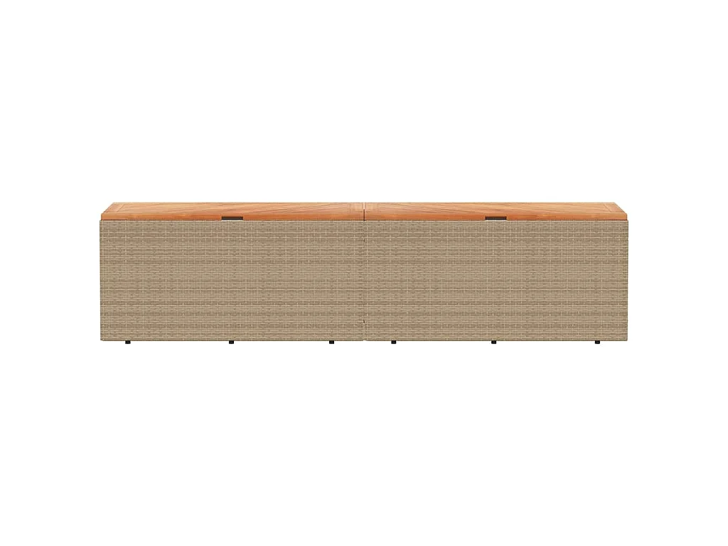 Caixa arrumação jardim 220x50x54 cm vime PE/acácia maciça bege