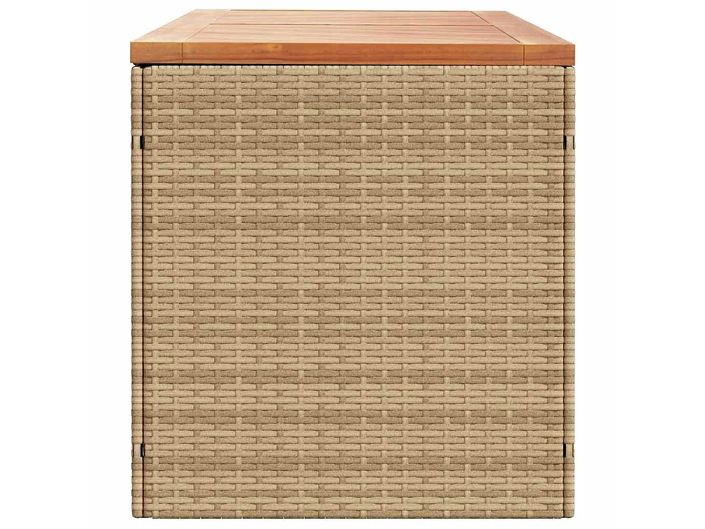 Caixa arrumação jardim 220x50x54 cm vime PE/acácia maciça bege
