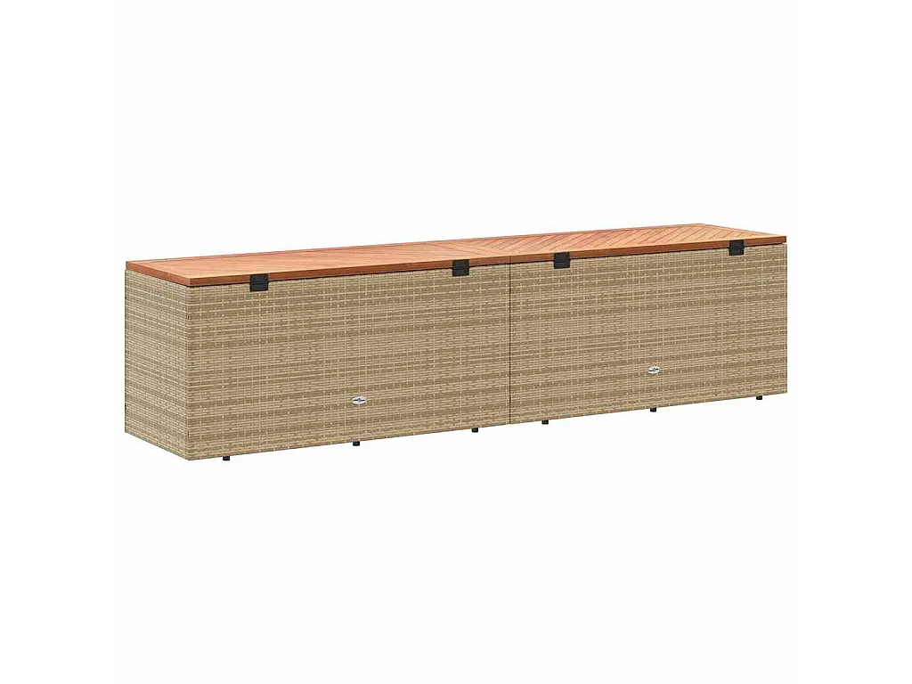 Caixa arrumação jardim 220x50x54 cm vime PE/acácia maciça bege