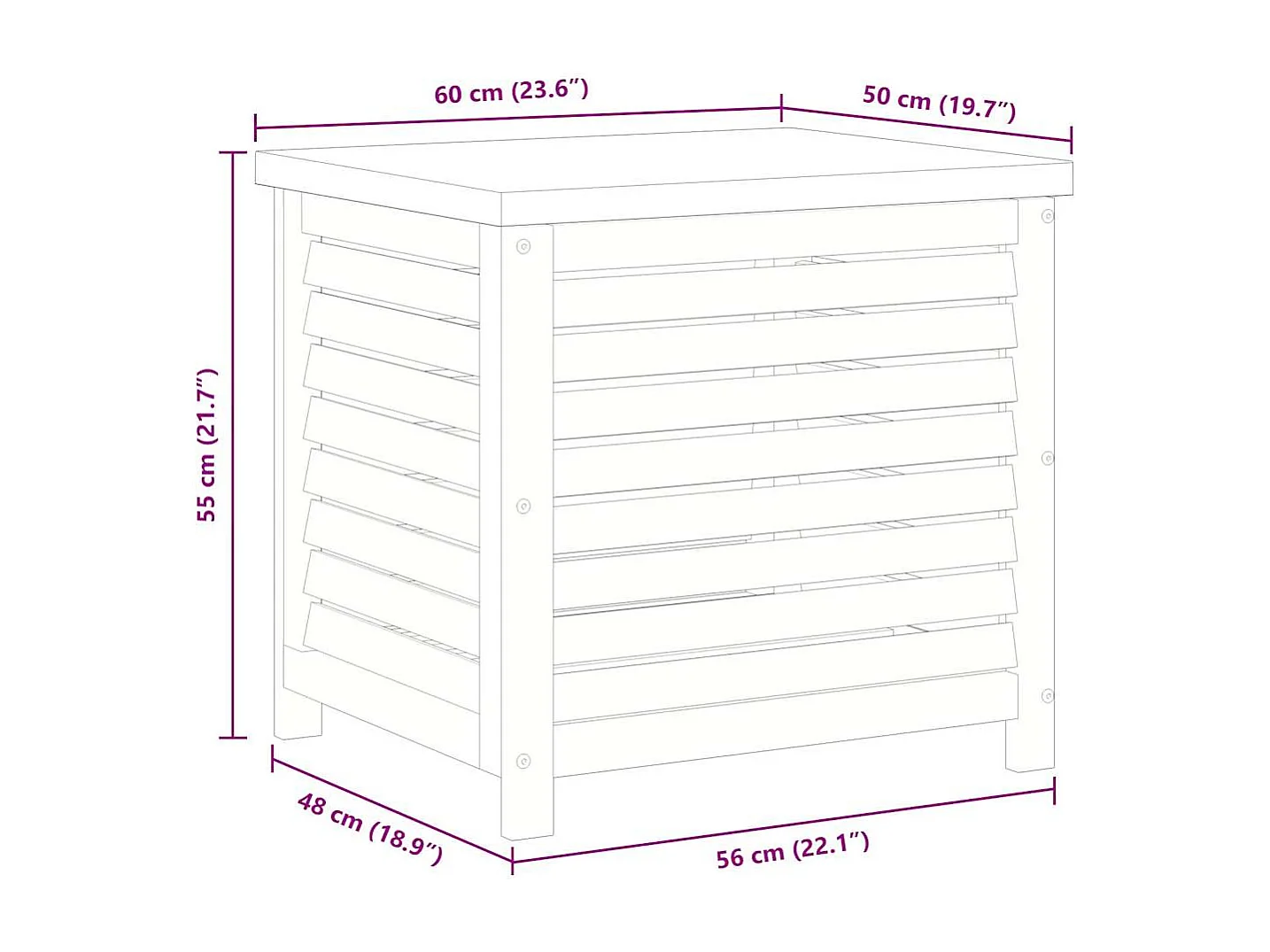 Boîte de rangement de jardin 60x50x55 cm bois d'eucalyptus