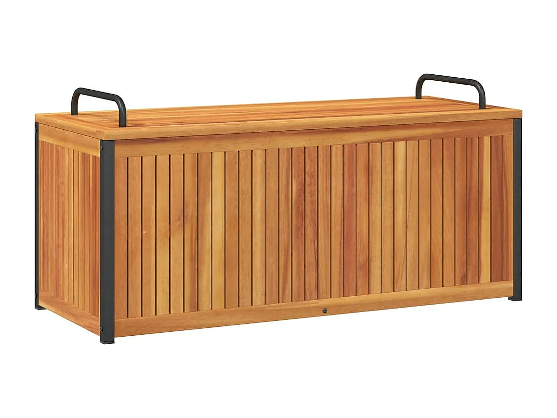 Boîte à coussins d'extérieur bois d'acacia solide et acier