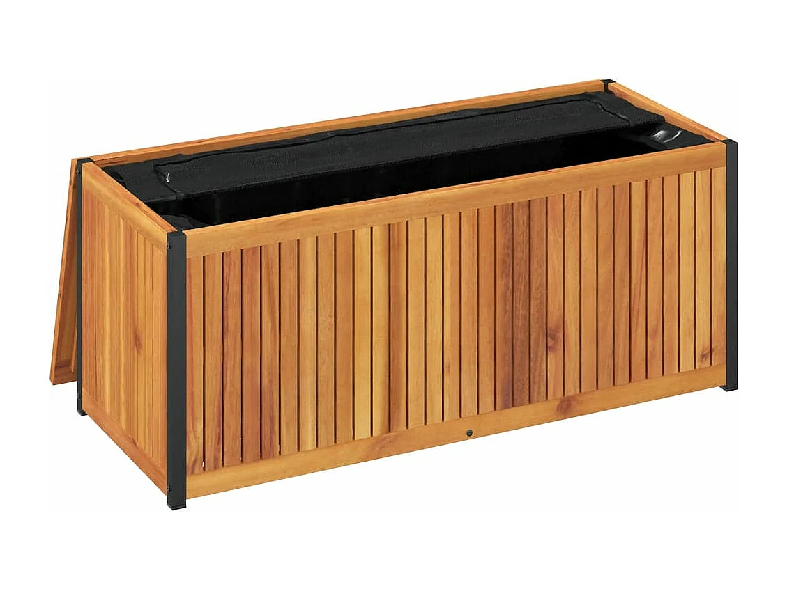 Boîte à coussins d'extérieur bois d'acacia solide et acier