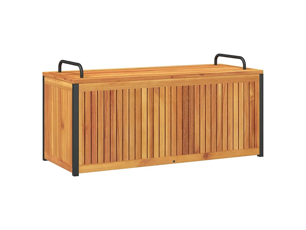 Boîte à coussins d'extérieur bois d'acacia solide et acier