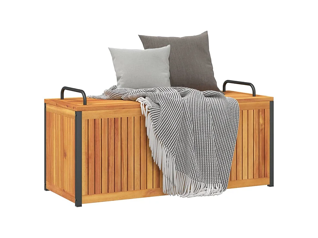 Boîte à coussins d'extérieur bois d'acacia solide et acier