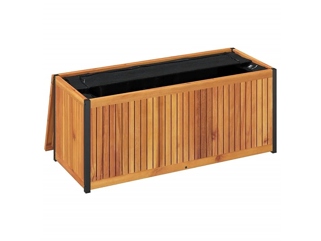 Boîte à coussins d'extérieur bois d'acacia solide et acier