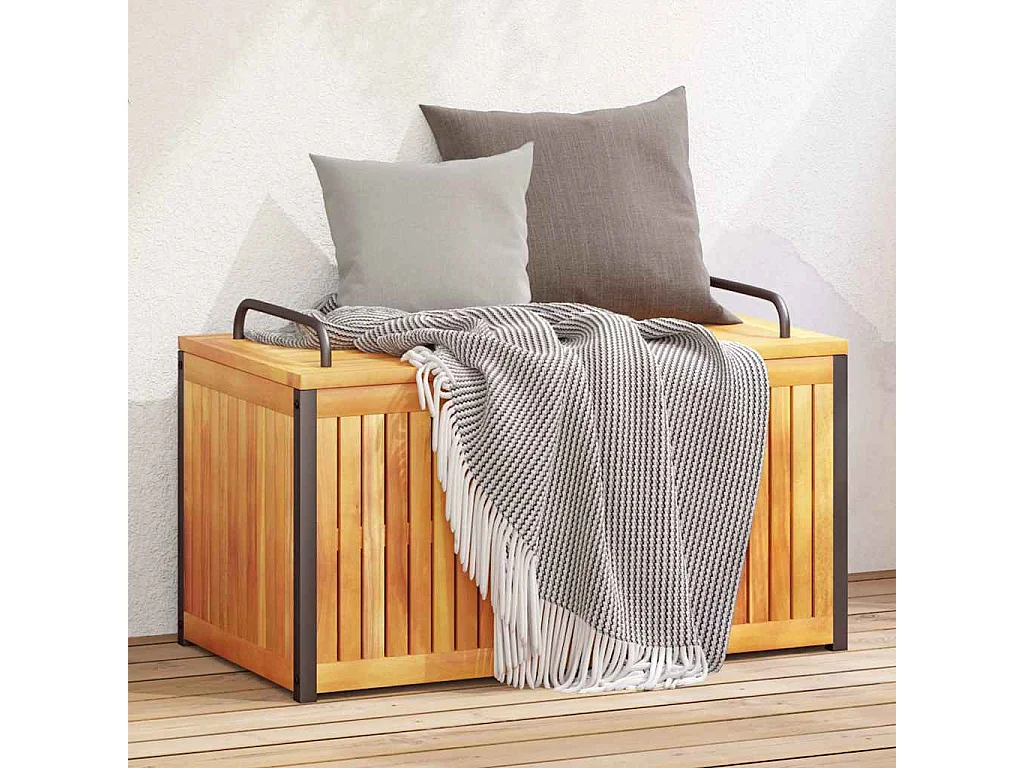 Scatola Cuscini da Esterno 85x45x45/53cm Legno Acacia e Acciaio