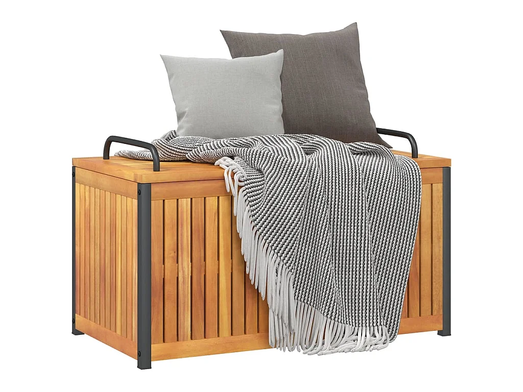 Scatola Cuscini da Esterno 85x45x45/53cm Legno Acacia e Acciaio