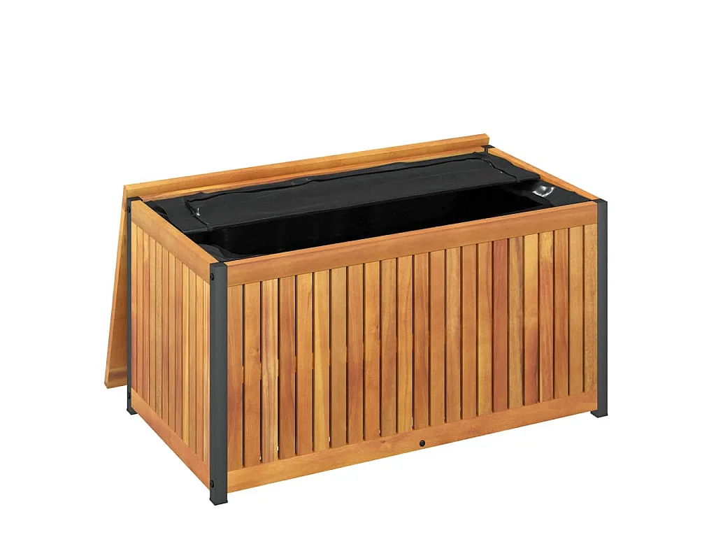 Scatola Cuscini da Esterno 85x45x45/53cm Legno Acacia e Acciaio