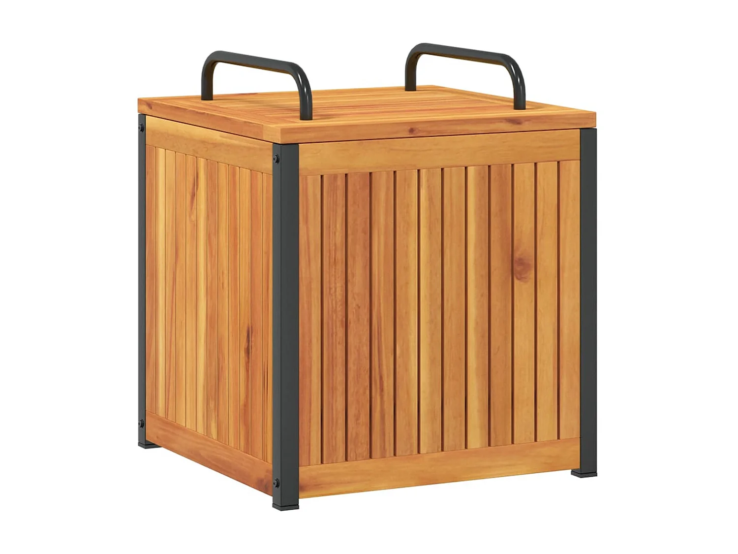 Boîte à coussins d'extérieur bois d'acacia solide et acier
