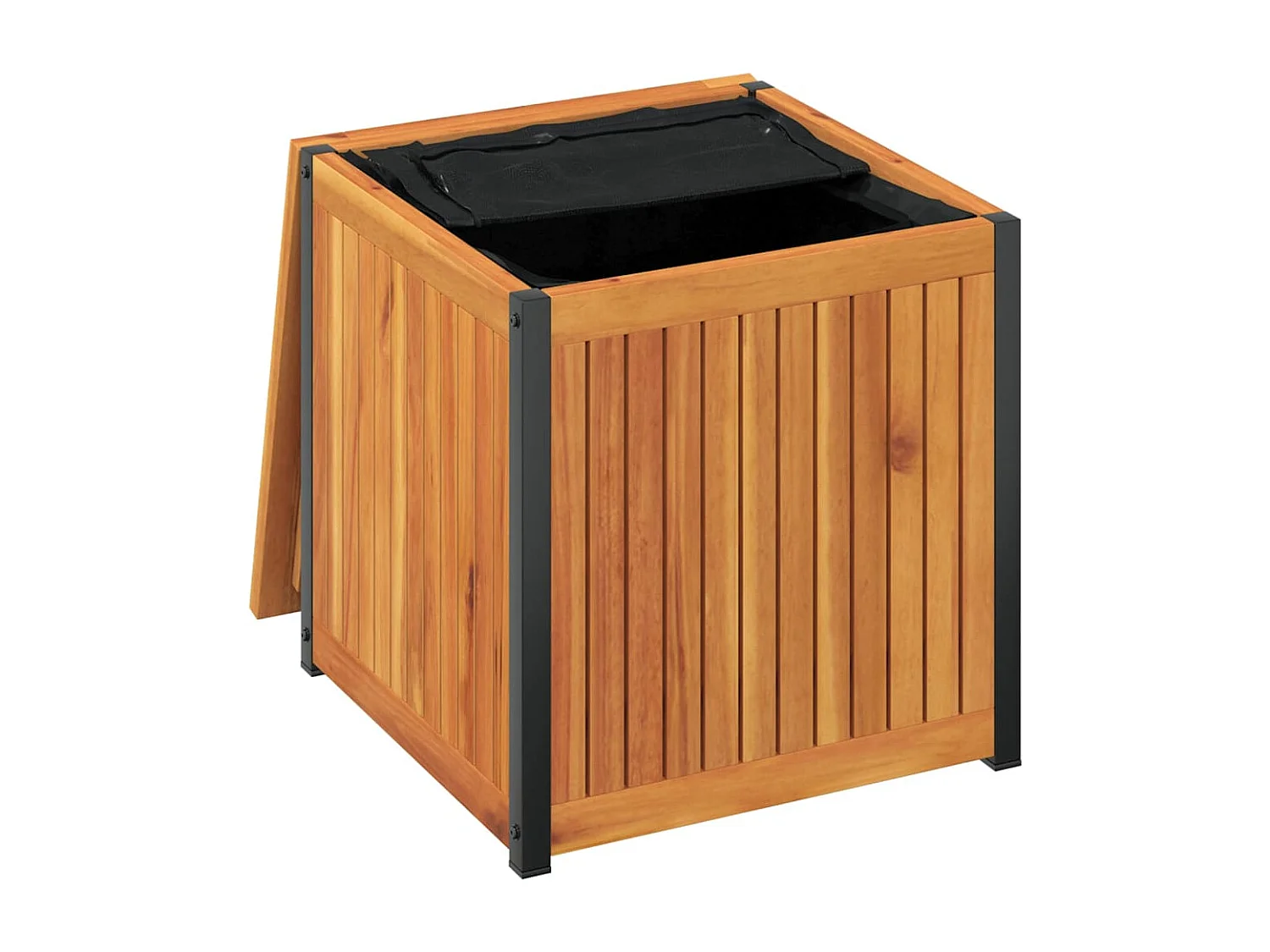 Boîte à coussins d'extérieur bois d'acacia solide et acier