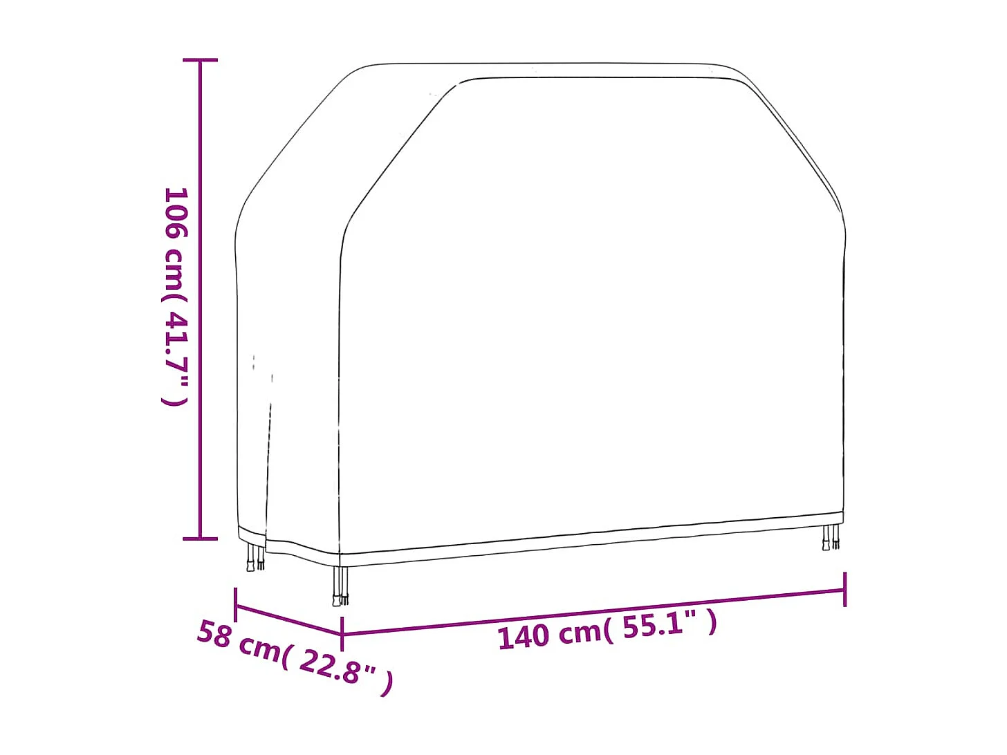 Grillabdeckungen 2 Stk. 140x58x106 cm 420D Oxford-Gewebe