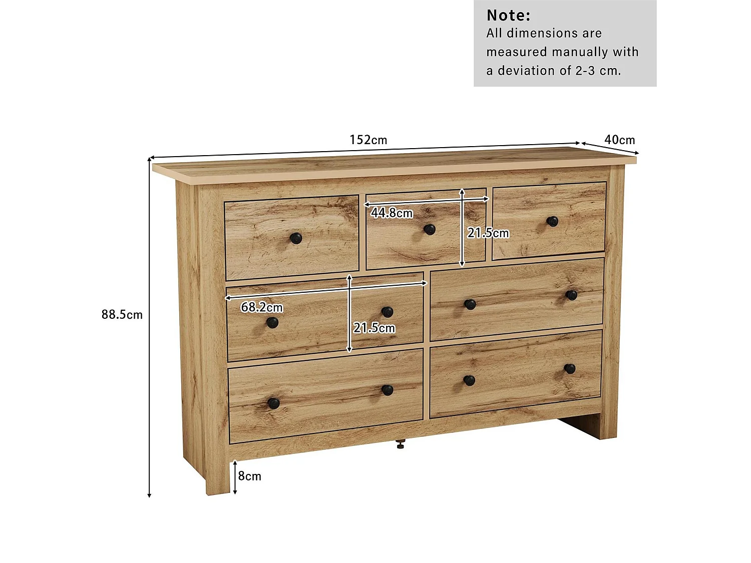 Dressoir met 7 lades - spaanplaat - Naturel
