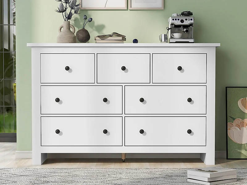 Sideboard mit 7 Schubladen - Spanplatte - Weiß