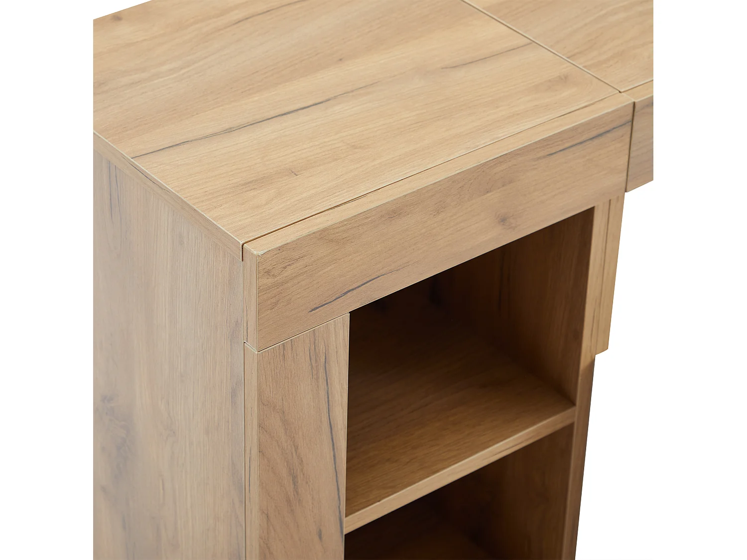 Moderne TV-kast met LED - 2 deuren en 3 open vakken - Wit & Naturel