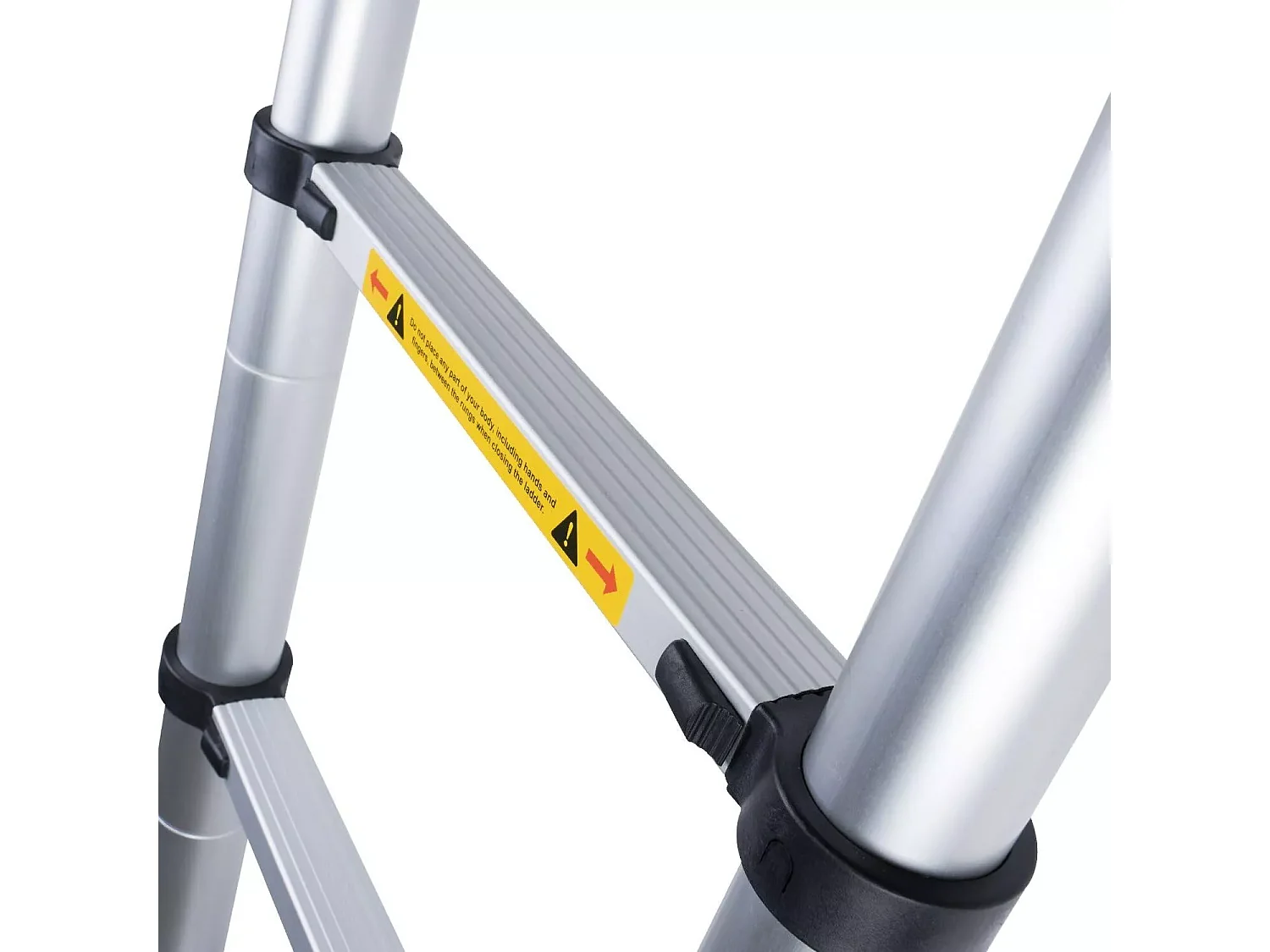 Telescopische aluminium ladder van 2,6 m - Opvouwbare opstapkruk - 9 sporten - met antislipvoeten - Maximale belasting 150 kg