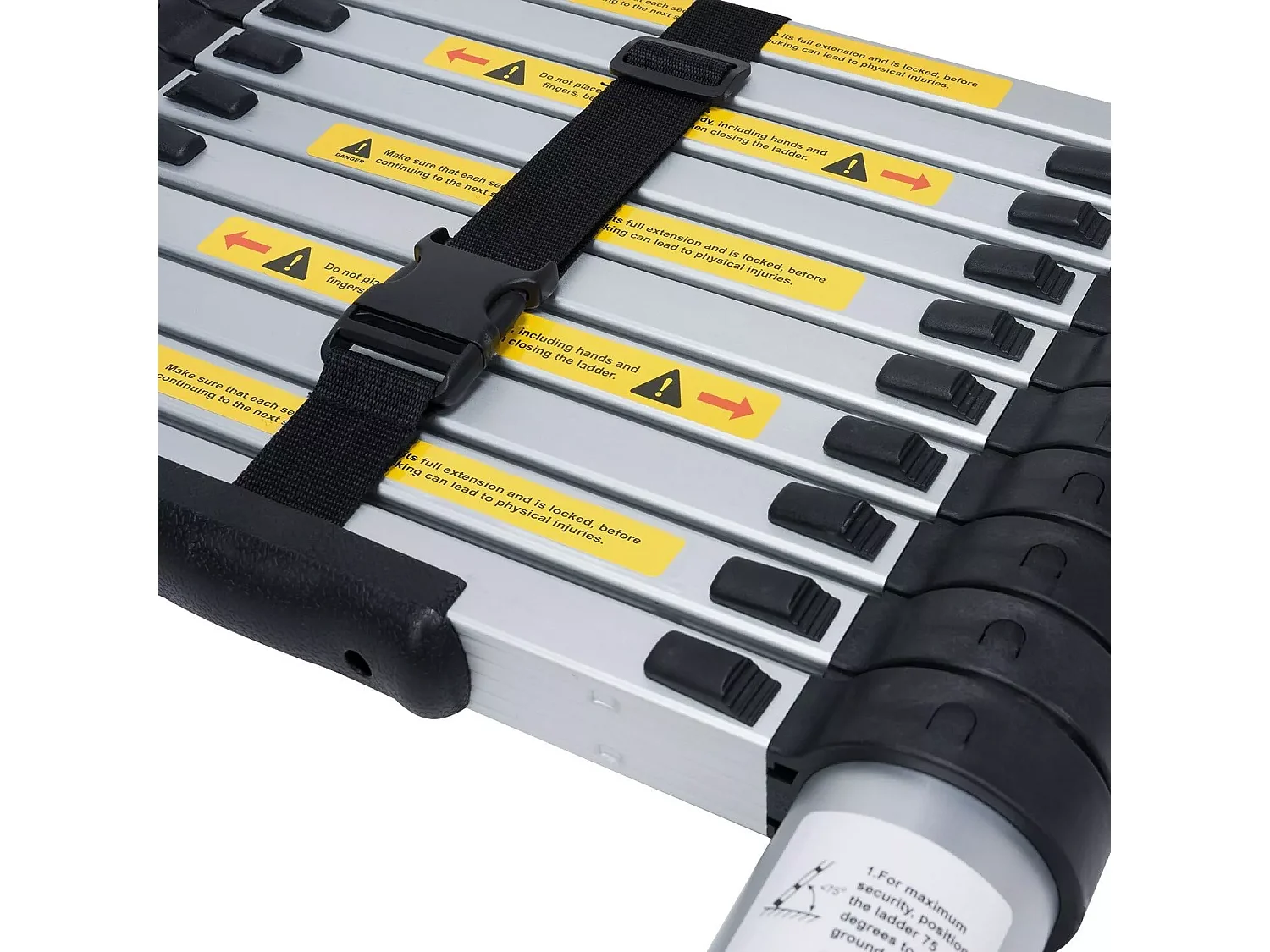 Telescopische aluminium ladder van 2,6 m - Opvouwbare opstapkruk - 9 sporten - met antislipvoeten - Maximale belasting 150 kg