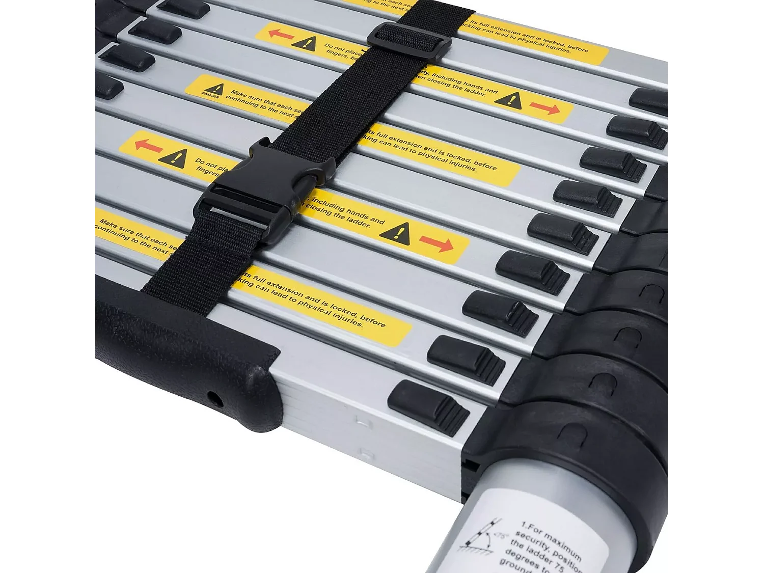 Telescopische aluminium ladder van 2,6 m - Opvouwbare opstapkruk - 9 sporten - met antislipvoeten - Maximale belasting 150 kg