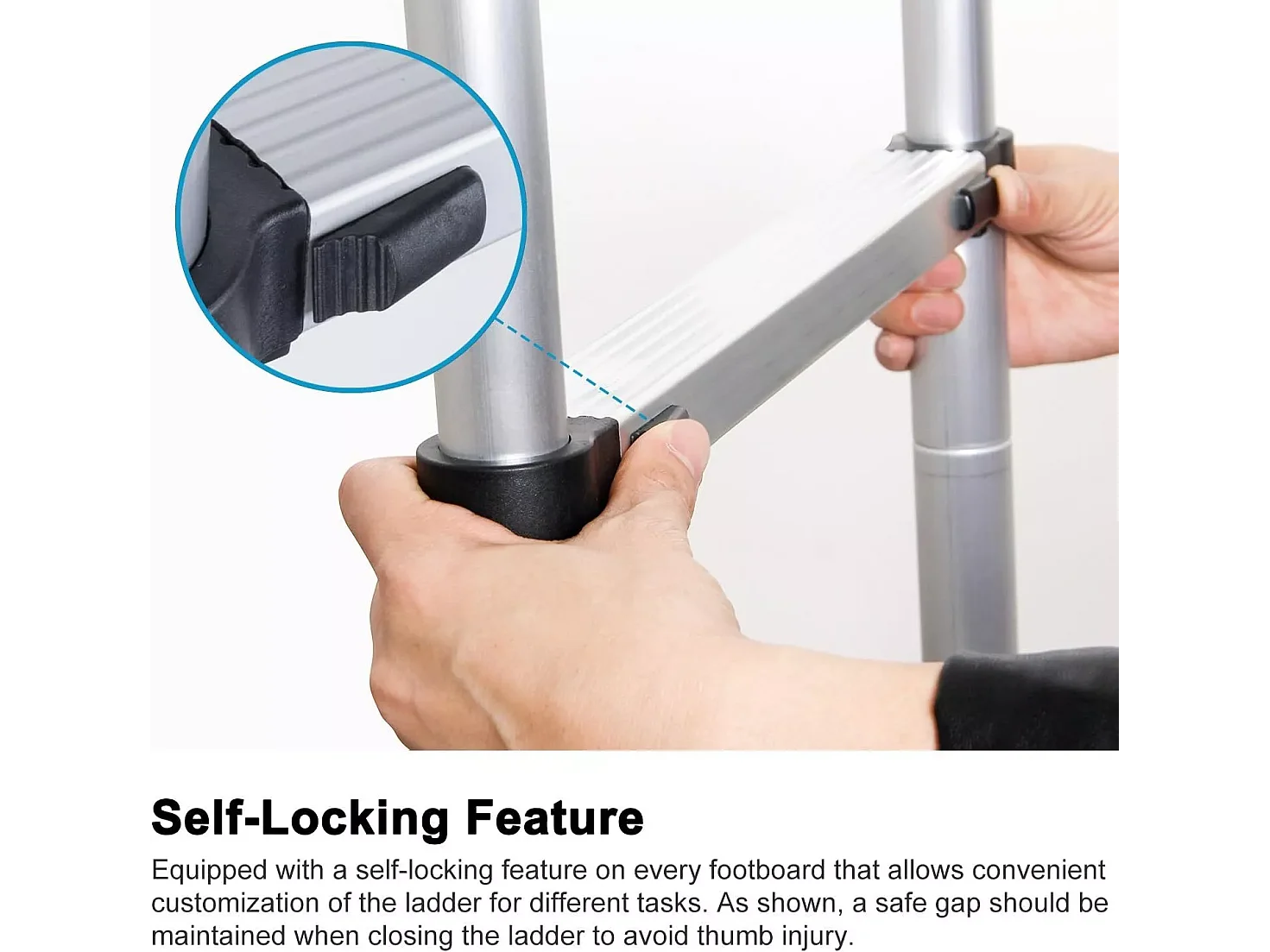 Telescopische aluminium ladder van 2,6 m - Opvouwbare opstapkruk - 9 sporten - met antislipvoeten - Maximale belasting 150 kg