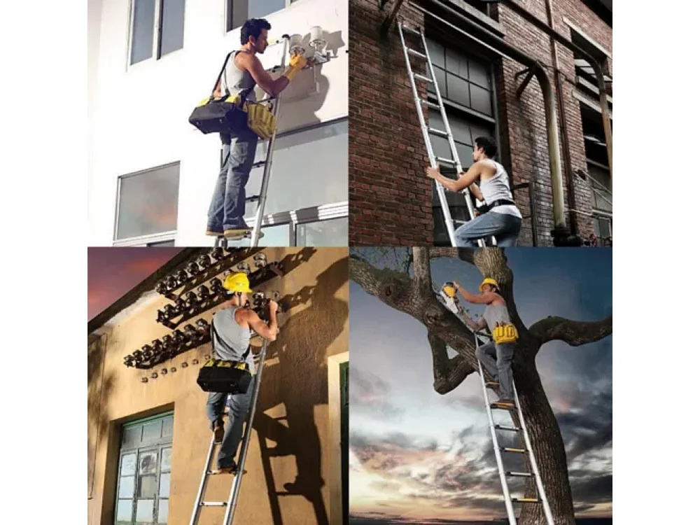 Échelle télescopique de 3,2 m en Aluminium - Échelle Compacte - 11 barreaux - avec Pieds Antidérapants - Charge Max 150 kg