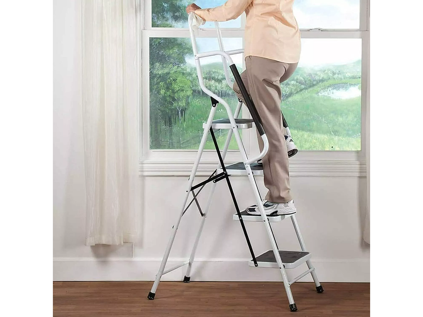 Scala Pieghevole Singola Scala Pieghevole Metaltex Pireneo - 2 Gradini, 47x53x83 Cm, Per Cucina E Casa Scaletta Pieghevole 2 Gradini