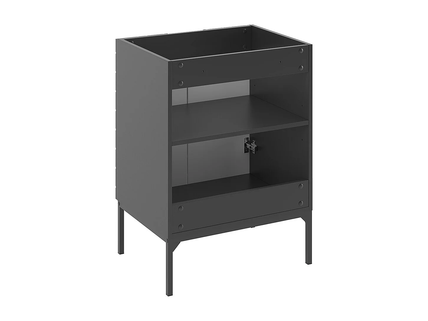 Ensemble meuble simple vasque 60cm 2 portes op voeten en colonne Daria Zwart