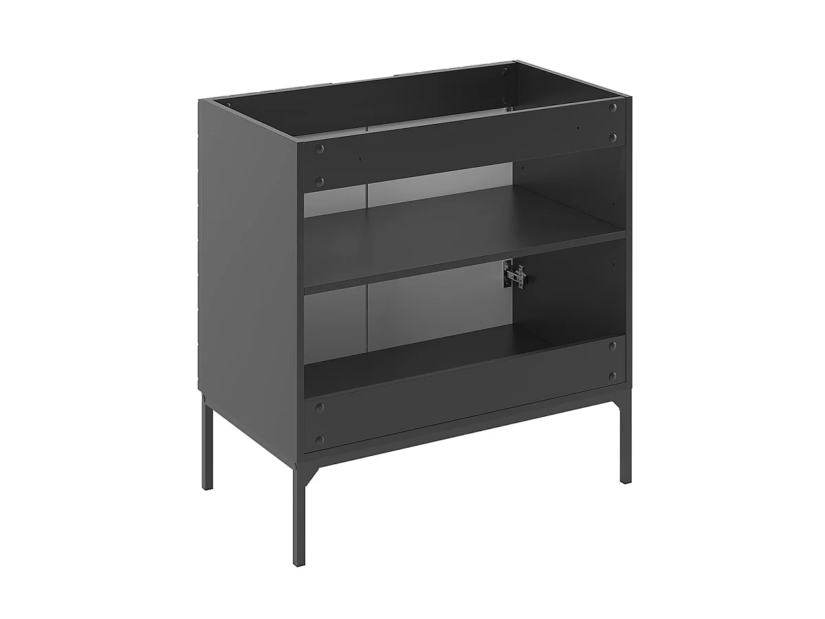Ensemble meuble simple vasque 80cm 2 portes sur pieds et colonne Daria Noir