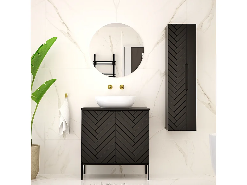 Set di mobili da bagno con lavabo Daria nero 80cm