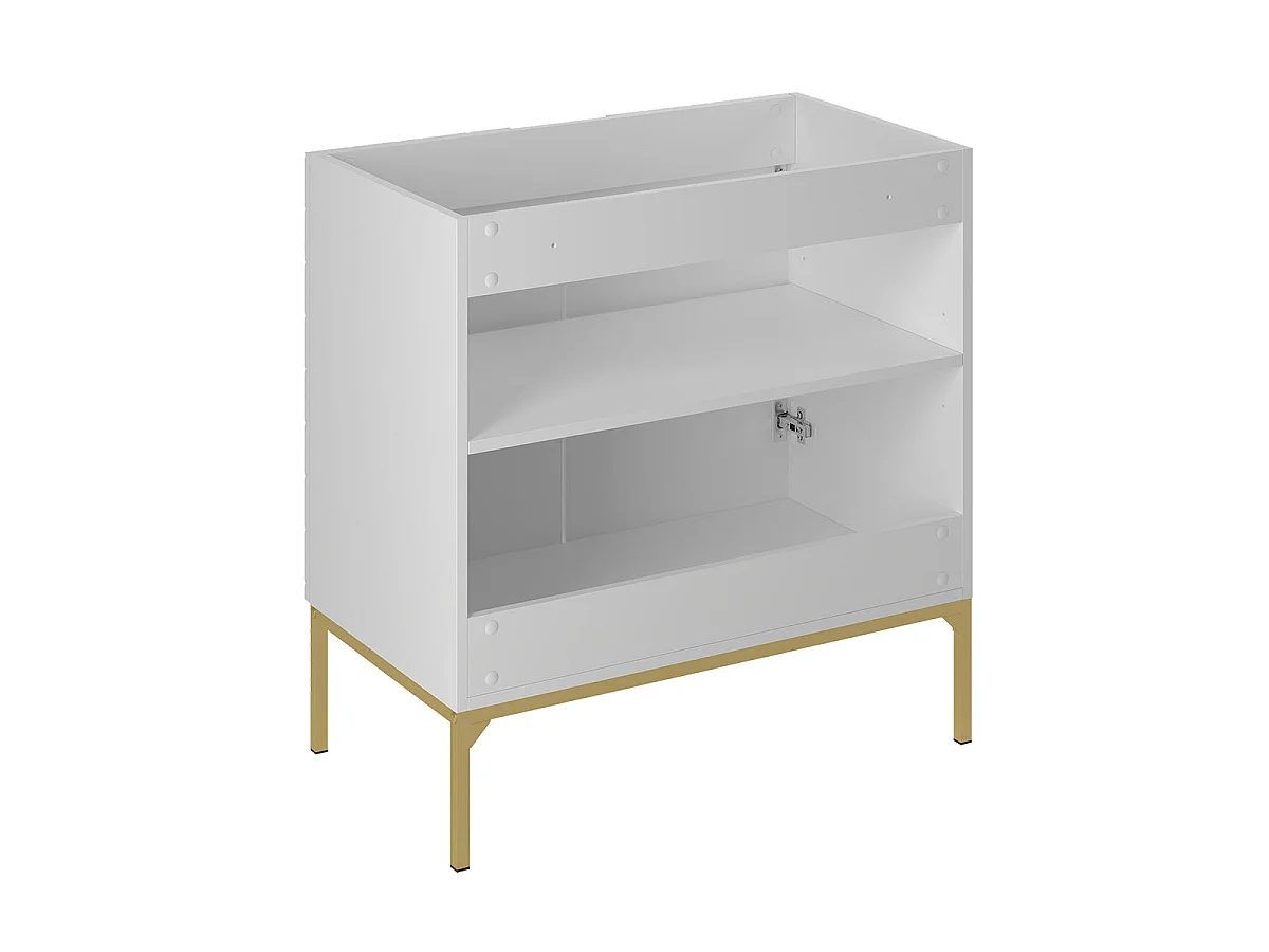 Ensemble meuble simple vasque encastrée 80cm 2 portes op voeten en colonne Daria Wit