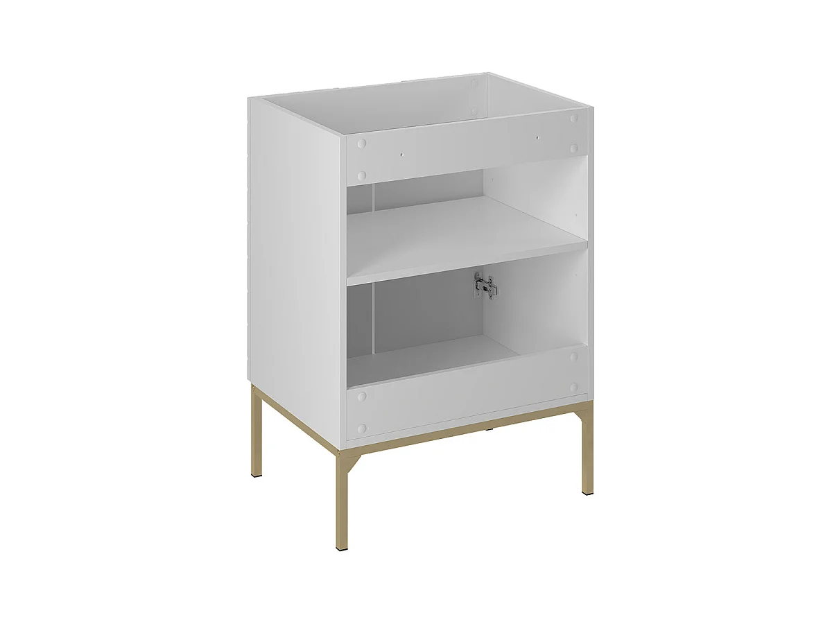 Ensemble meuble simple vasque encastrée 60cm 2 portes sur pieds et colonne Daria Blanc