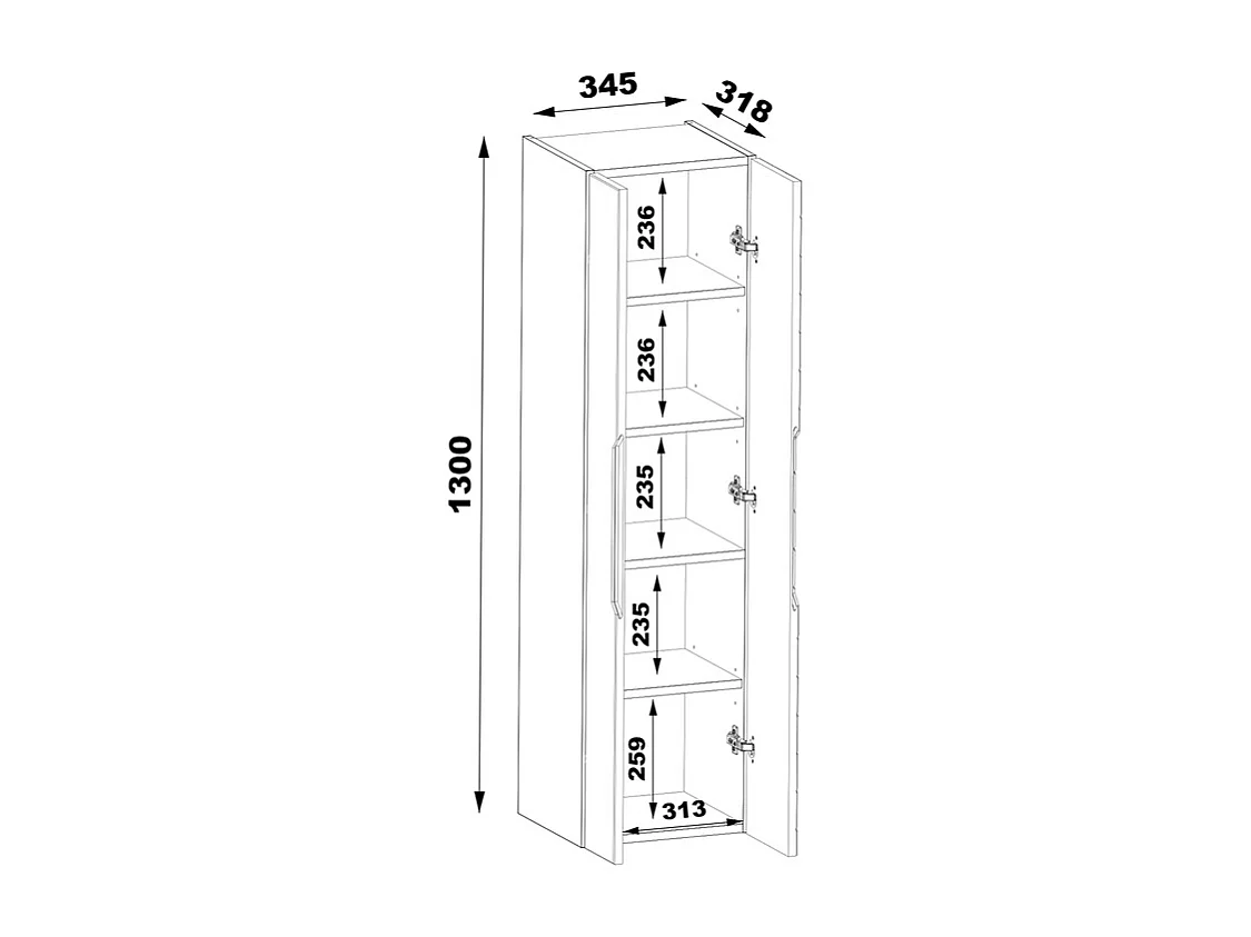Set di mobili da bagno con lavabo Daria bianco 60cm