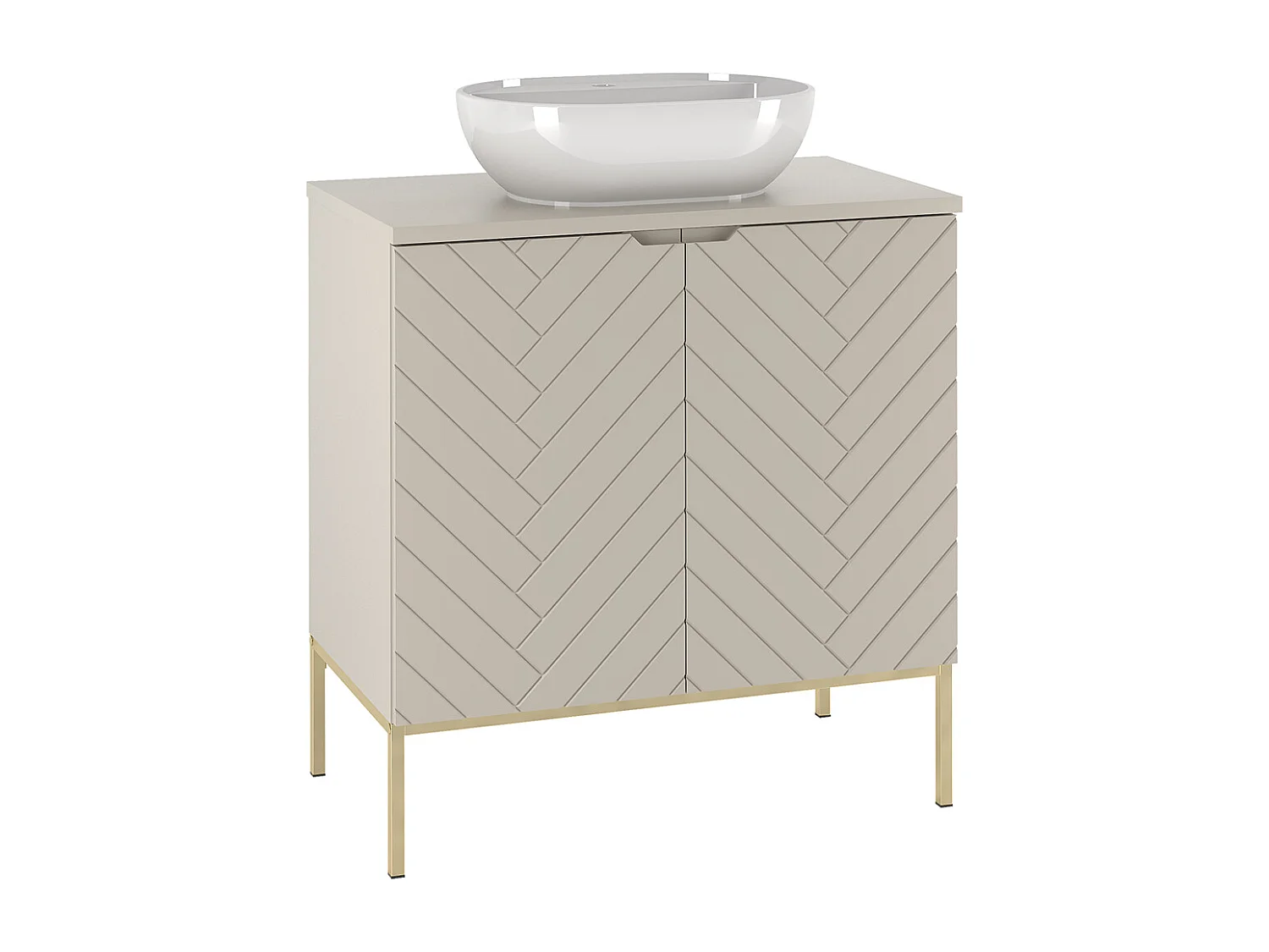 Ensemble meuble simple vasque 80cm 2 portes sur pieds et colonne Daria Cachemire