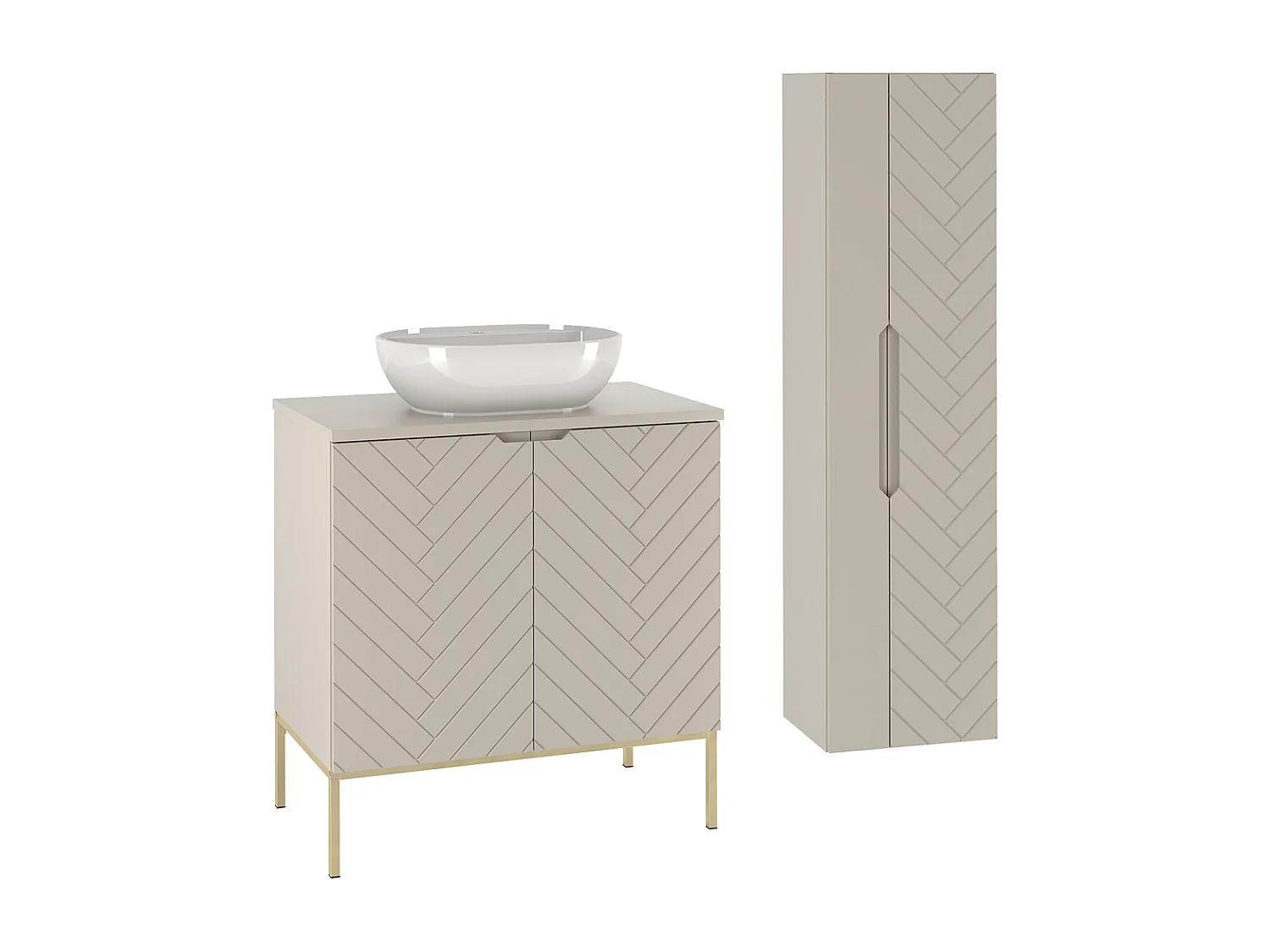 Ensemble meuble simple vasque 80cm 2 portes op voeten en colonne Daria Kasjmier