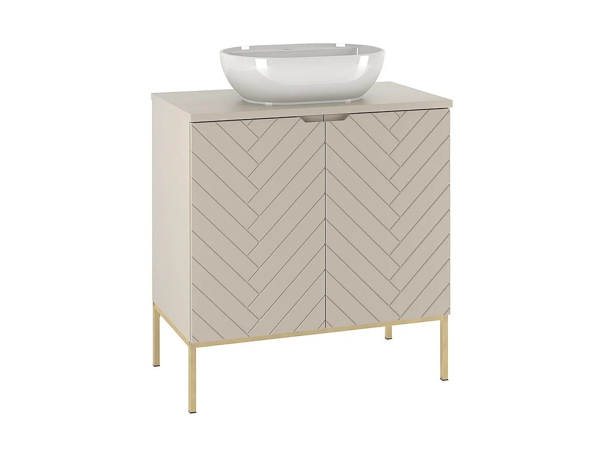 Ensemble meuble simple vasque 80cm 2 portes sur pieds et colonne Daria Cachemire