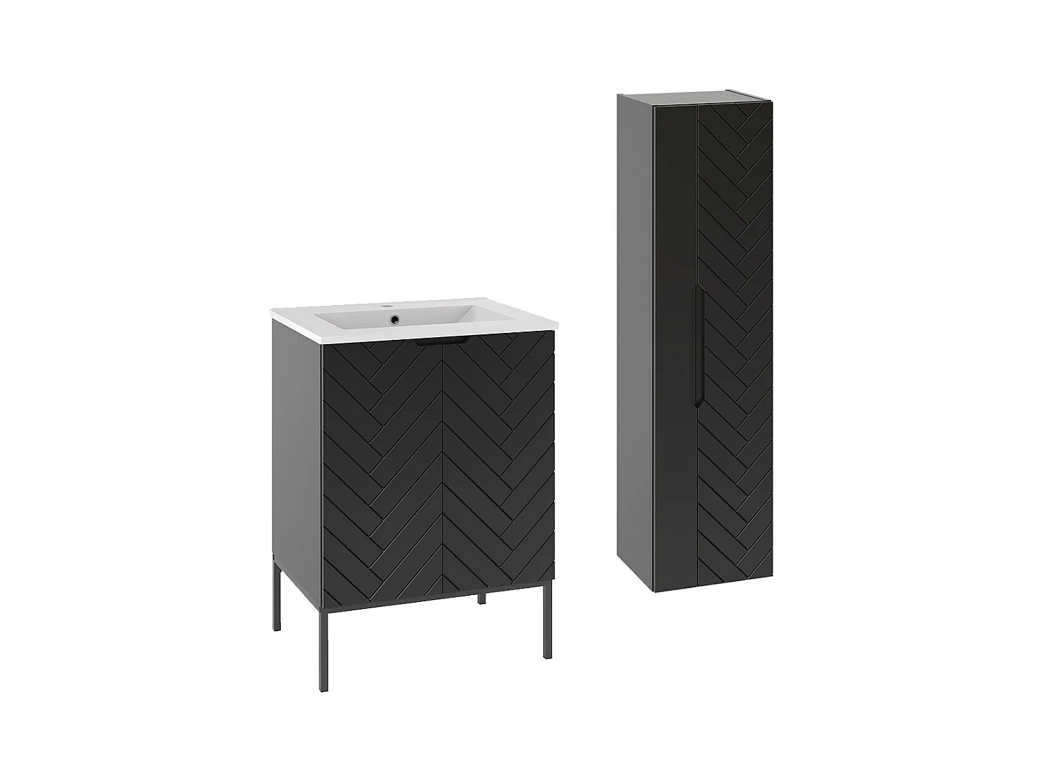 Set di mobili da bagno con lavabo Daria nero 60cm