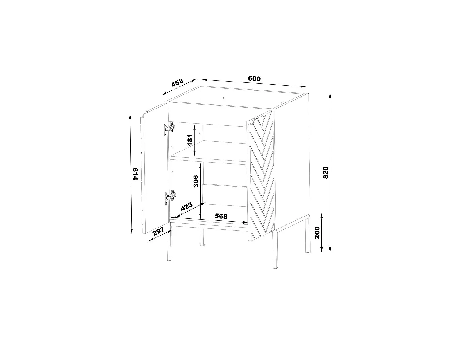 Set di mobili da bagno con lavabo Daria nero 60cm