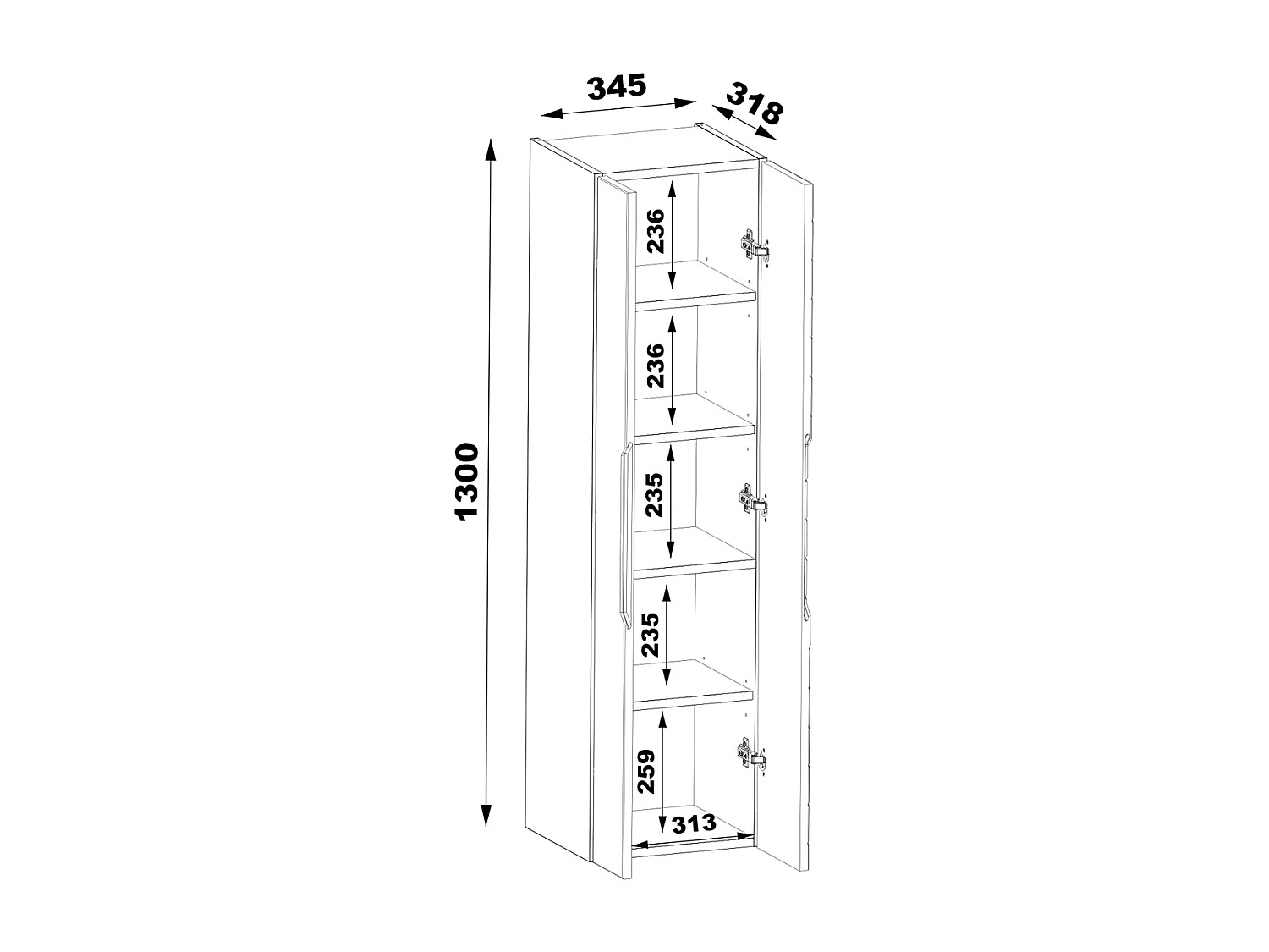 Ensemble meuble simple vasque encastrée 60cm 2 portes op voeten en colonne Daria Zwart