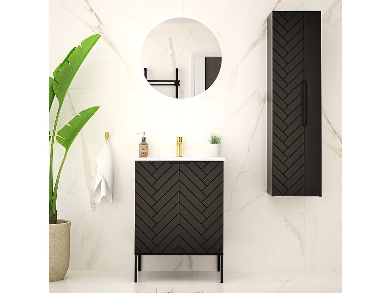 Set di mobili da bagno con lavabo Daria nero 60cm