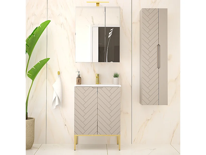 Set di mobili da bagno con lavabo Daria cachemire 60cm