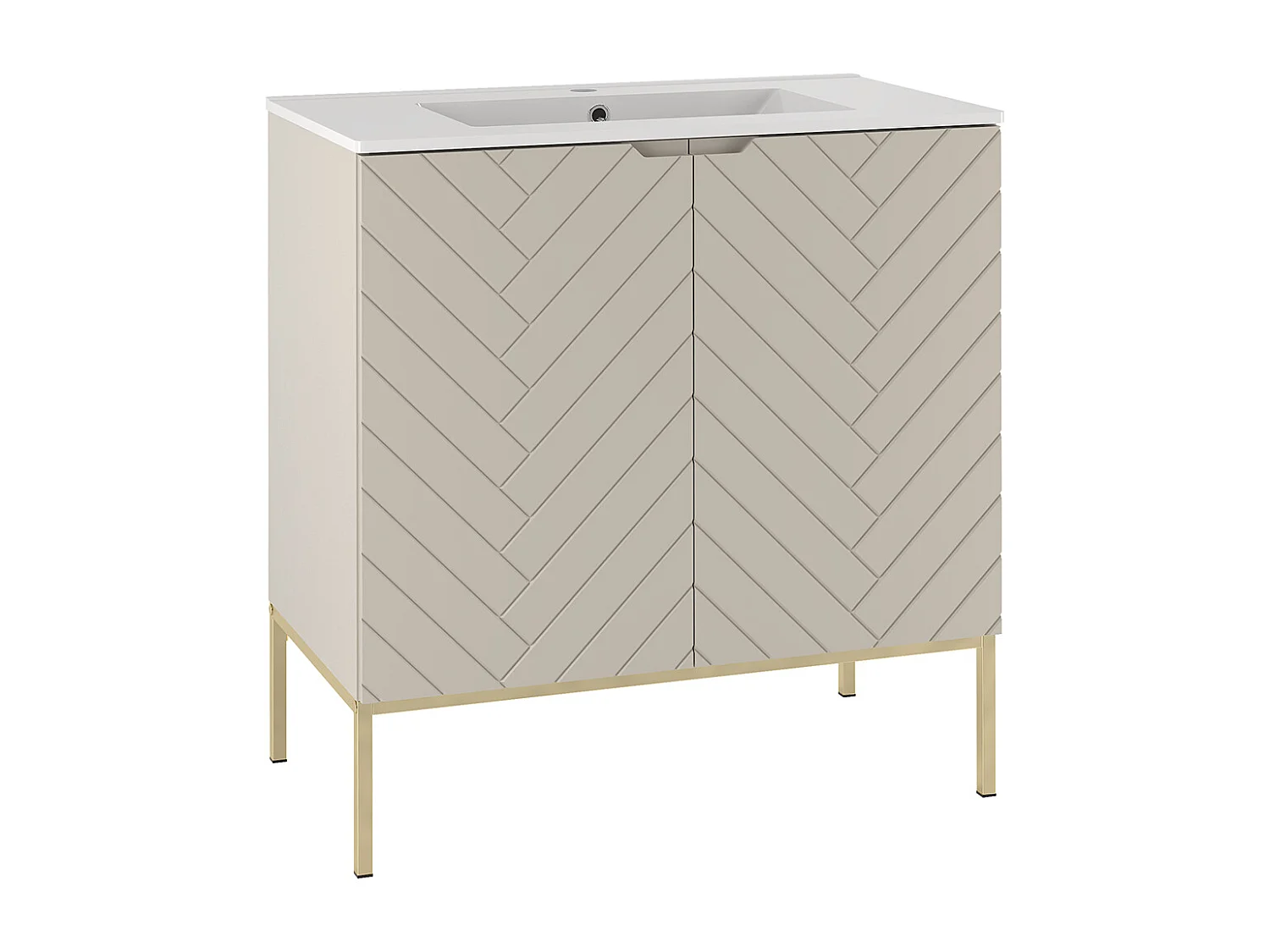 Ensemble meuble simple vasque encastrée 80cm 2 portes sur pieds et colonne Daria Cachemire