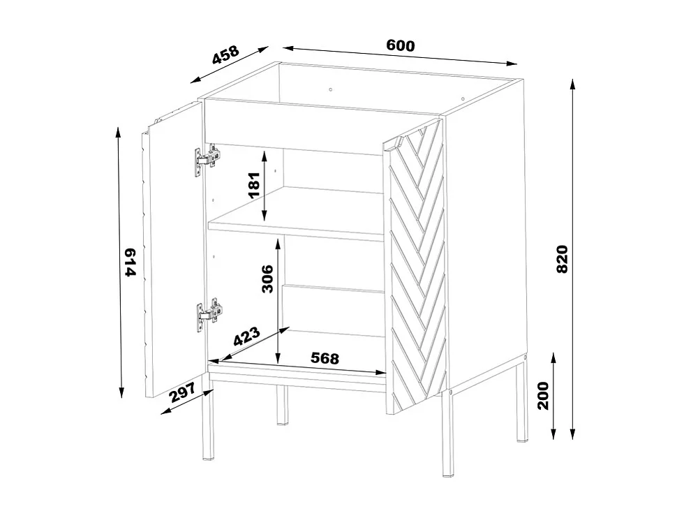 Set di mobili da bagno con lavabo Daria cachemire 60cm
