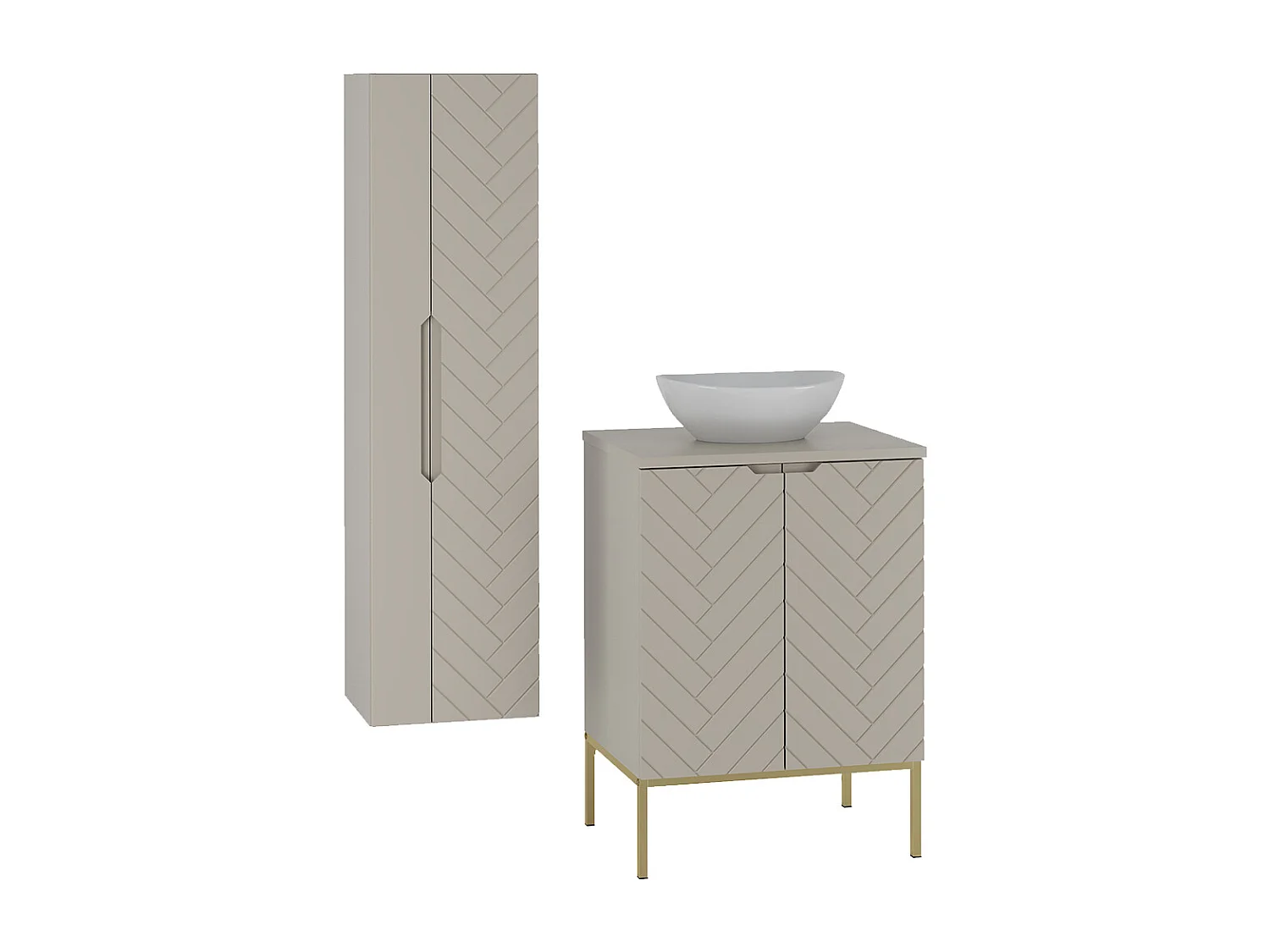 Single vanity unit 60cm 2 doors on legs and column Daria Cachemire