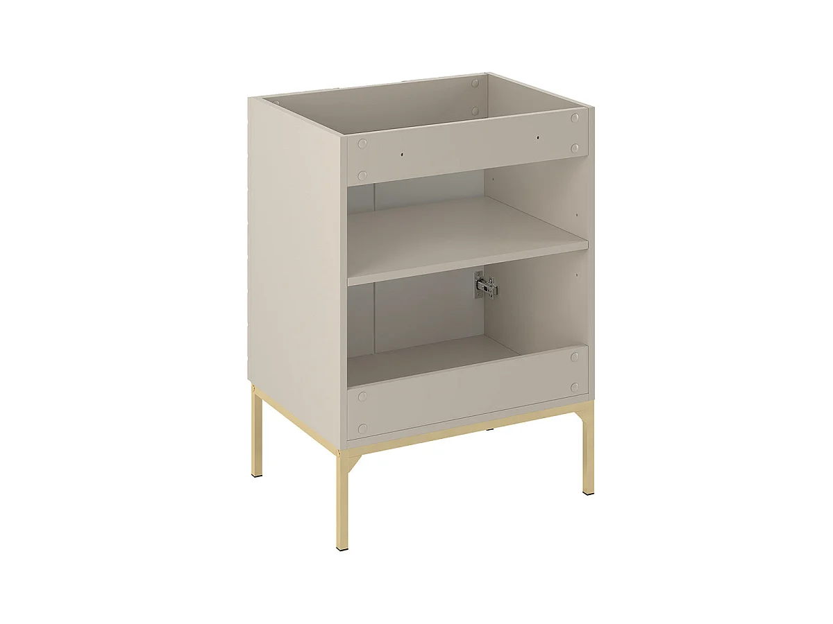 Ensemble meuble simple vasque 60cm 2 portes sur pieds et colonne Daria Cachemire