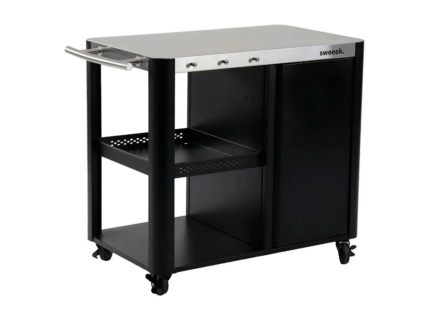 Mesa exterior de acero inoxidable de 94,5 cm con estante plegable