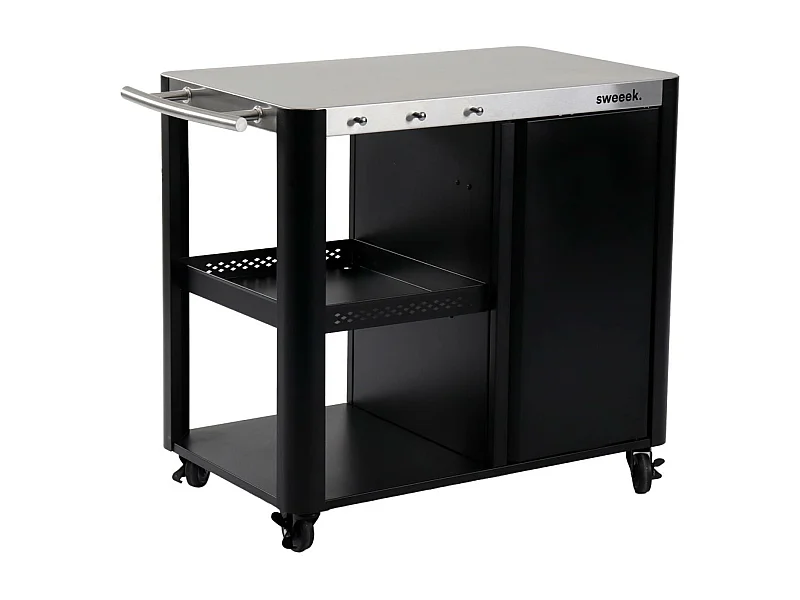 Mesa exterior de acero inoxidable de 94,5 cm con estante plegable