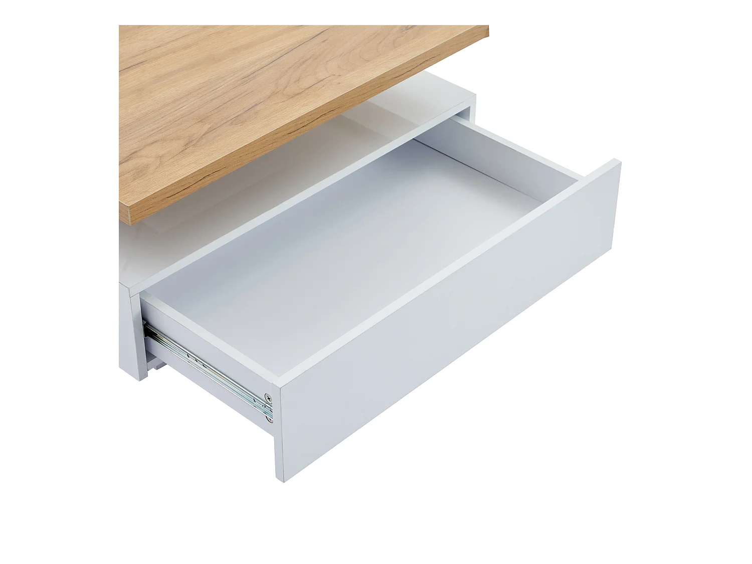 360° Draaibare Vierkante Salontafel - 70x70x36 cm - met 1 lade - Wit & Naturel