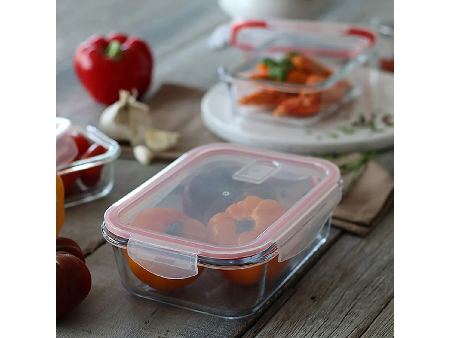 Menastyl - Lot 3 Boites Hermetiques Rectangles Clementine En Verre Borosilicate