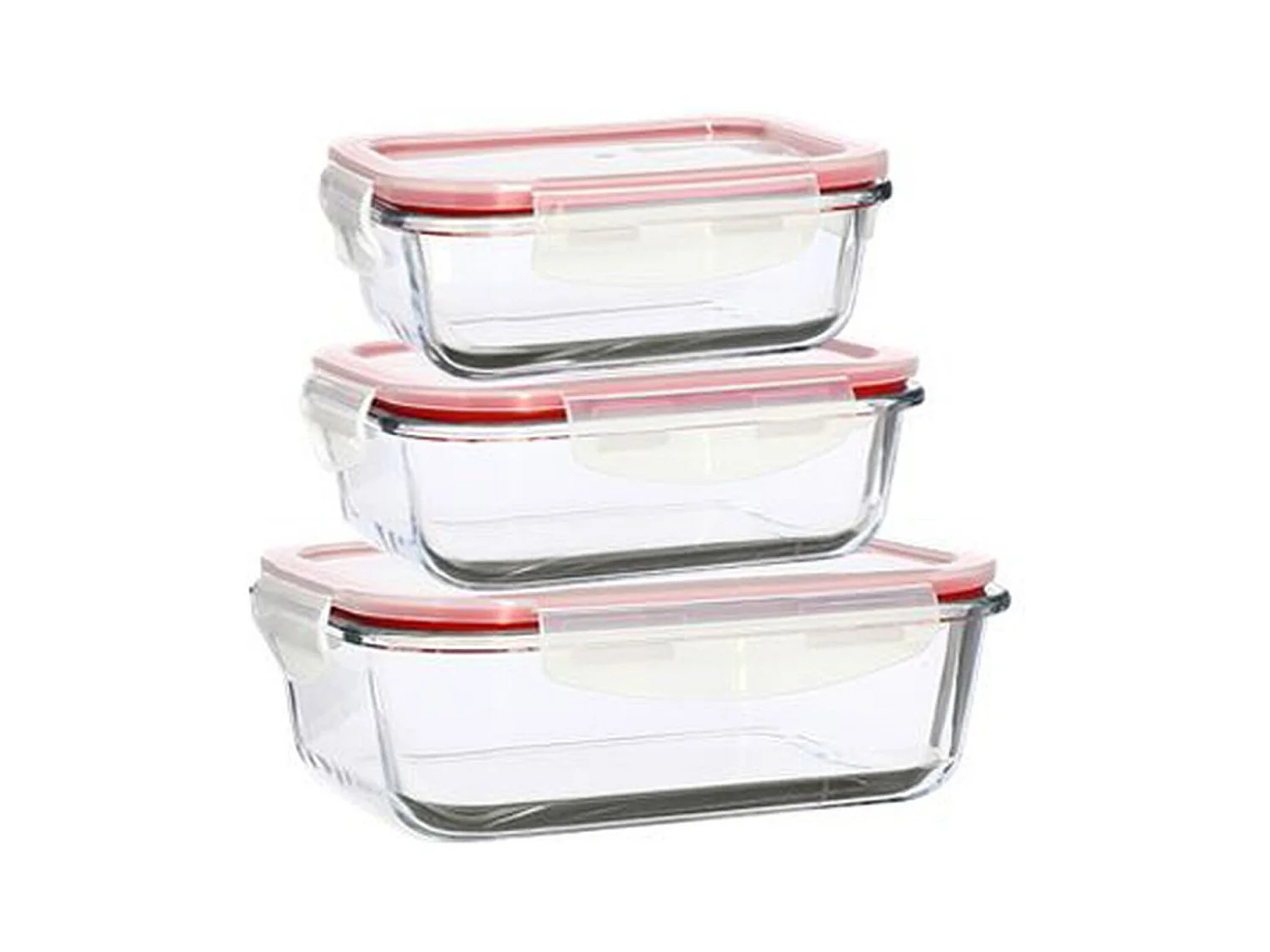 Menastyl - Lot 3 Boites Hermetiques Rectangles Clementine En Verre Borosilicate