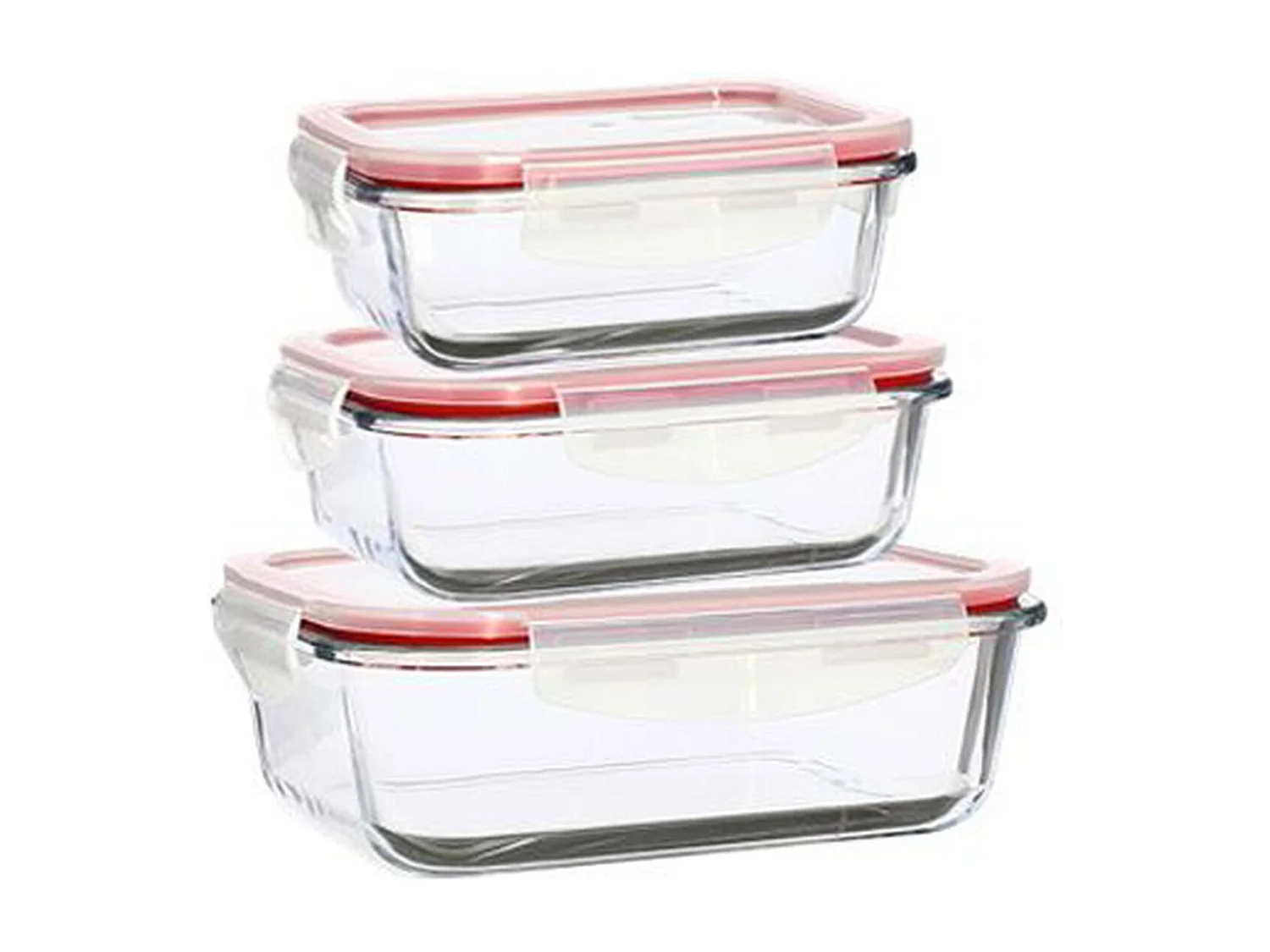 Menastyl - Lot 3 Boites Hermetiques Rectangles Clementine En Verre Borosilicate