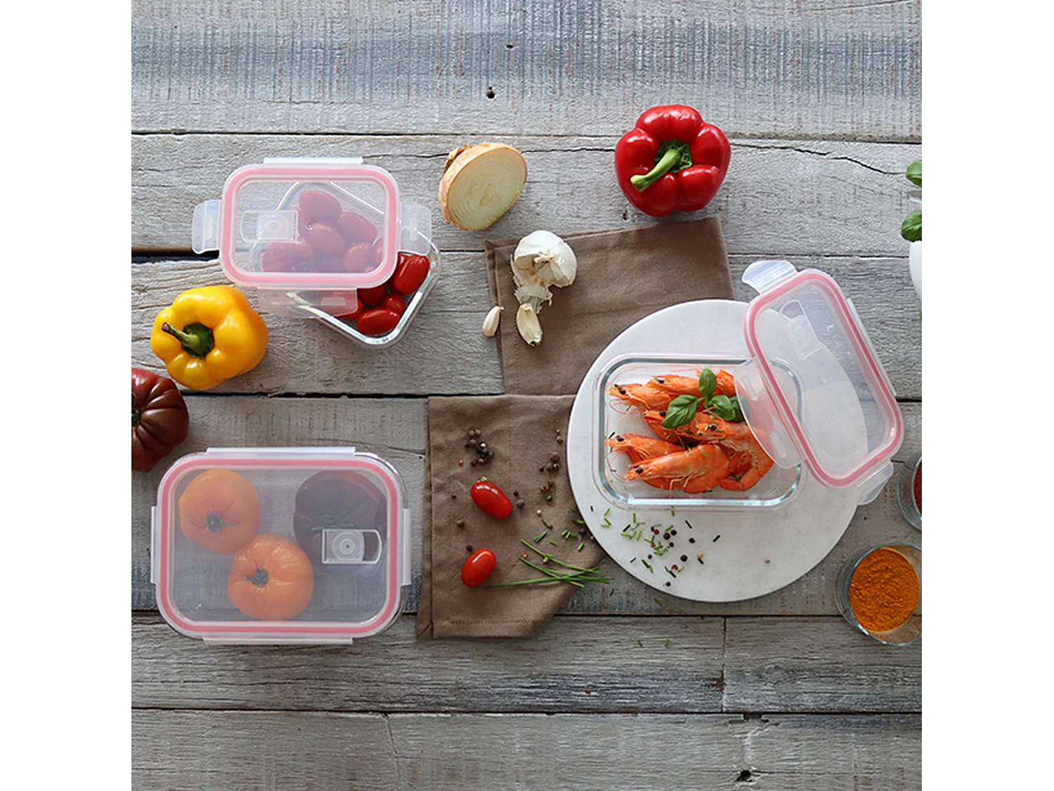 Menastyl - Lot 3 Boites Hermetiques Rectangles Clementine En Verre Borosilicate