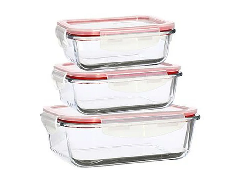 Menastyl - Lot 3 Boites Hermetiques Rectangles Clementine En Verre Borosilicate